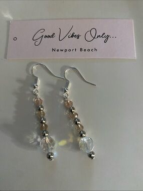 Good Vibes Only Champagne Bead Drop Earrings